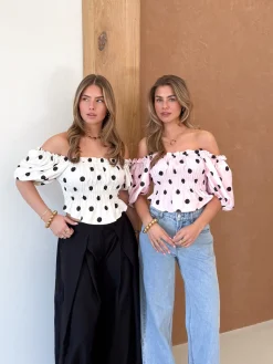 Abby polkadots top roze