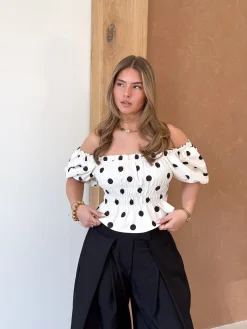 Abby polkadots top wit