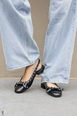 Ballerina slingback studs zwart