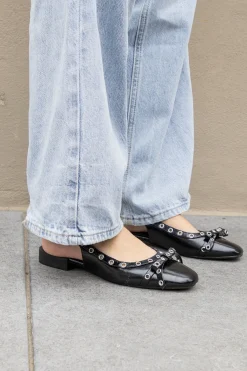 Ballerina slingback studs zwart