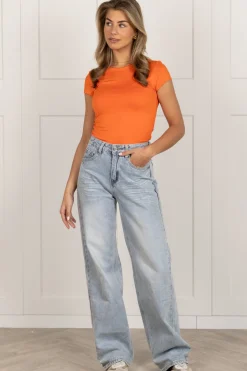 Basic top Iris oranje