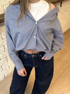 Blouse Lilianne blauw geruit