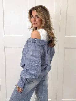 Blouse Lilianne blauw geruit
