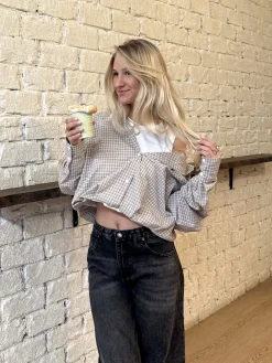 Blouse Lilianne bruin geruit