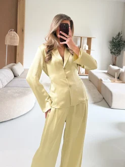 Blouse satin Fem groen