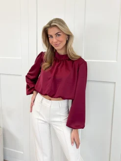 Blouse satin Nora bordeaux