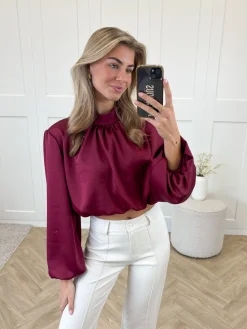 Blouse satin Nora bordeaux