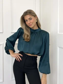 Blouse satin Nora groen