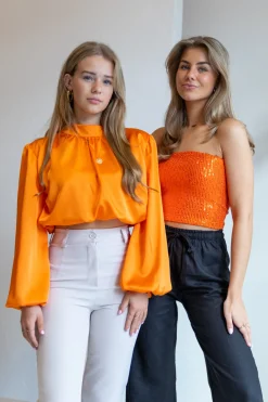 Blouse satin Nora oranje