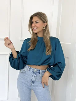 Blouse satin Nora petrol