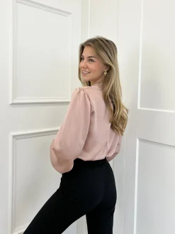 Blouse satin Nora poederroze