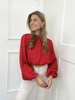 Blouse satin Nora rood