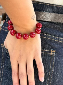 Bordeaux kralen armband