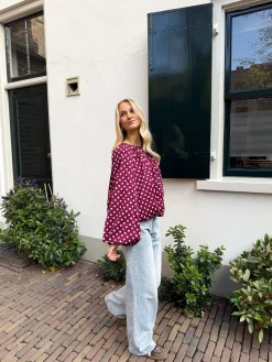Bordeaux polkodots top Isaline