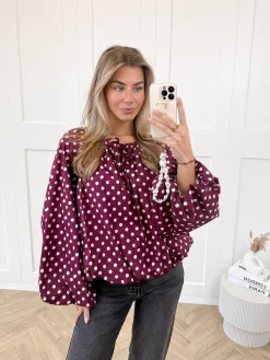 Bordeaux polkodots top Isaline