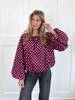 Bordeaux polkodots top Isaline