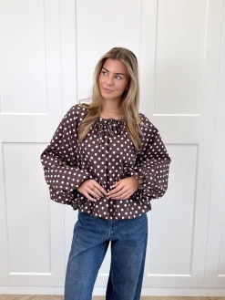 Bruine polkodots top Isaline