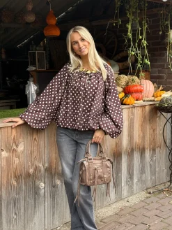 Bruine polkodots top Isaline