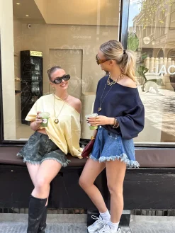 Denim short blauw