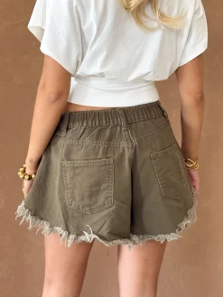 Denim short kaki