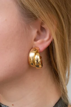 Earring double hoops goud