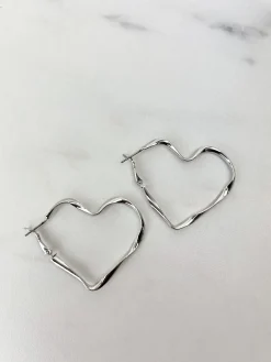 Earring rainbow heart zilver