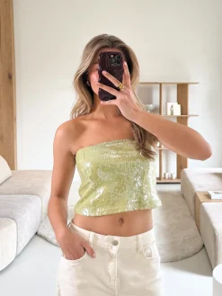 Elin pailletten top groen