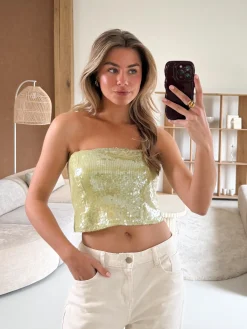 Elin pailletten top groen