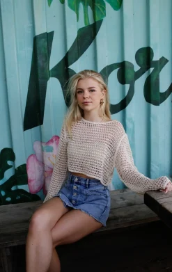 Gehaakte top Lara beige