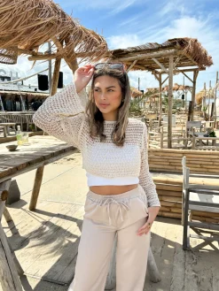 Gehaakte top Lara beige