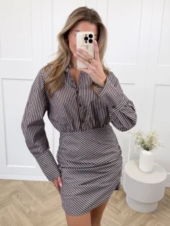Gestreepte jurk Lina bruin