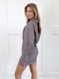Gestreepte jurk Lina bruin