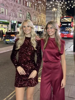 Glitter jurk Annebel bordeaux