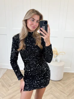 Glitter jurk Annebel zwart