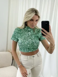 Glitter top Lize mint