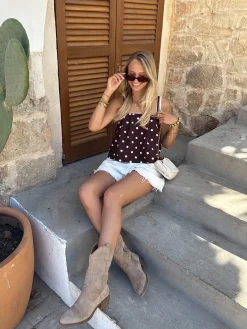 Guusje polkadots top bruin