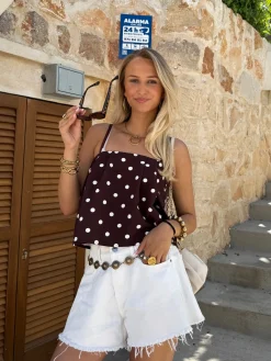 Guusje polkadots top bruin