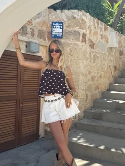 Guusje polkadots top bruin