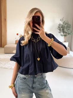 Jess blouse navy blauw