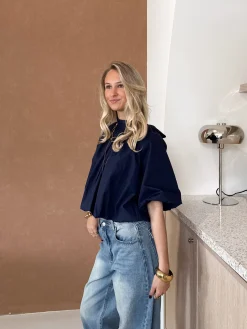 Jess blouse navy blauw