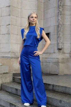 Jumpsuit satin Lily blauw