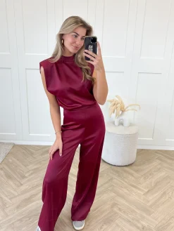 Jumpsuit satin Lily bordeaux