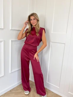 Jumpsuit satin Lily bordeaux