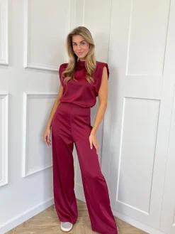 Jumpsuit satin Lily bordeaux