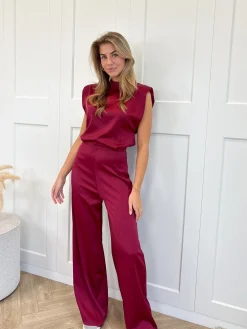 Jumpsuit satin Lily bordeaux