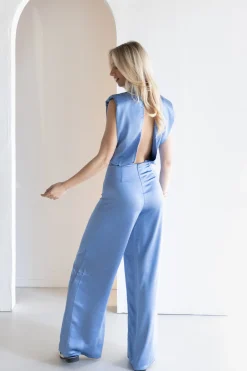 Jumpsuit satin Lily light blue