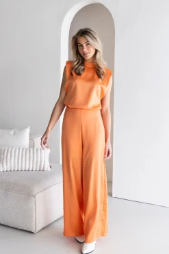 Jumpsuit satin Lily oranje