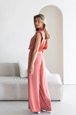 Jumpsuit satin Lily roze