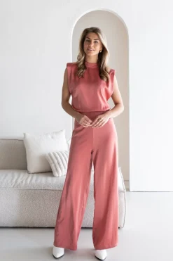 Jumpsuit satin Lily roze