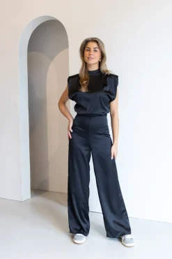 Jumpsuit satin Lily zwart
